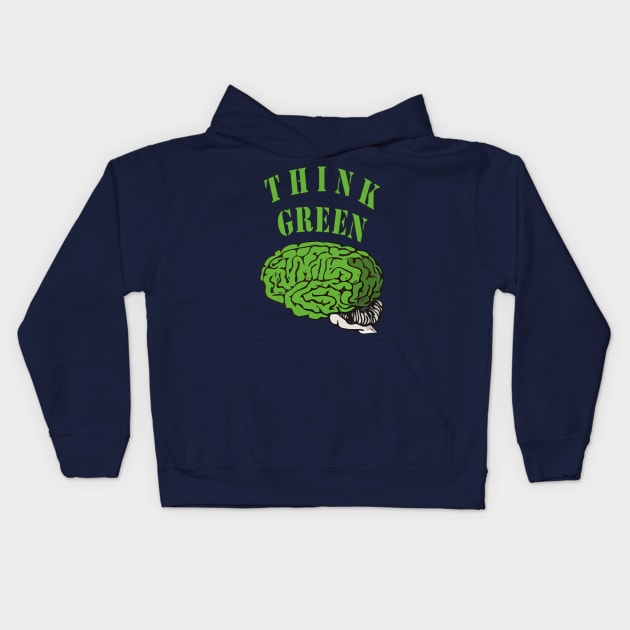 THINK GREEN Neocortex Kids Hoodie by RosArt100